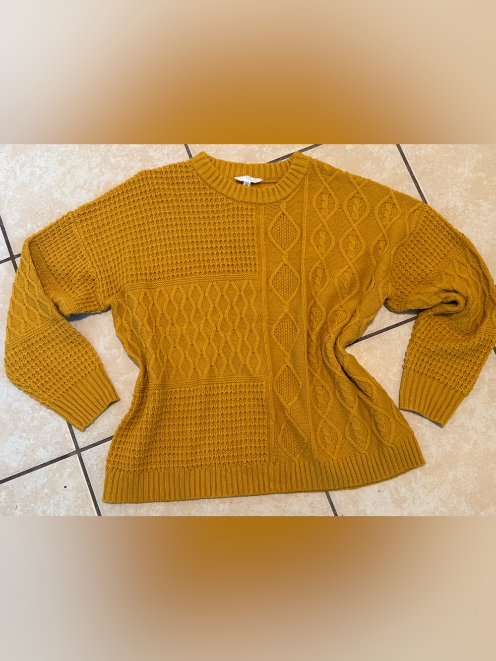 Time and True Mustard Cable Knit Women's Sweater. Size 22 XXL